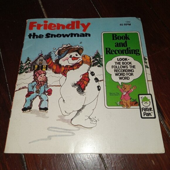 1977 Peter Pan Records Friendly the Snowman Book and Record 45 RPM Christmas - Picture 1 of 4